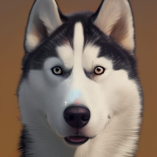 Husky Portrait with Mouse in Artstation Style
