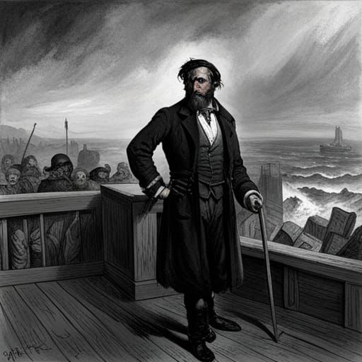 Horror Portrait of Barbe-noire in Gothic Style