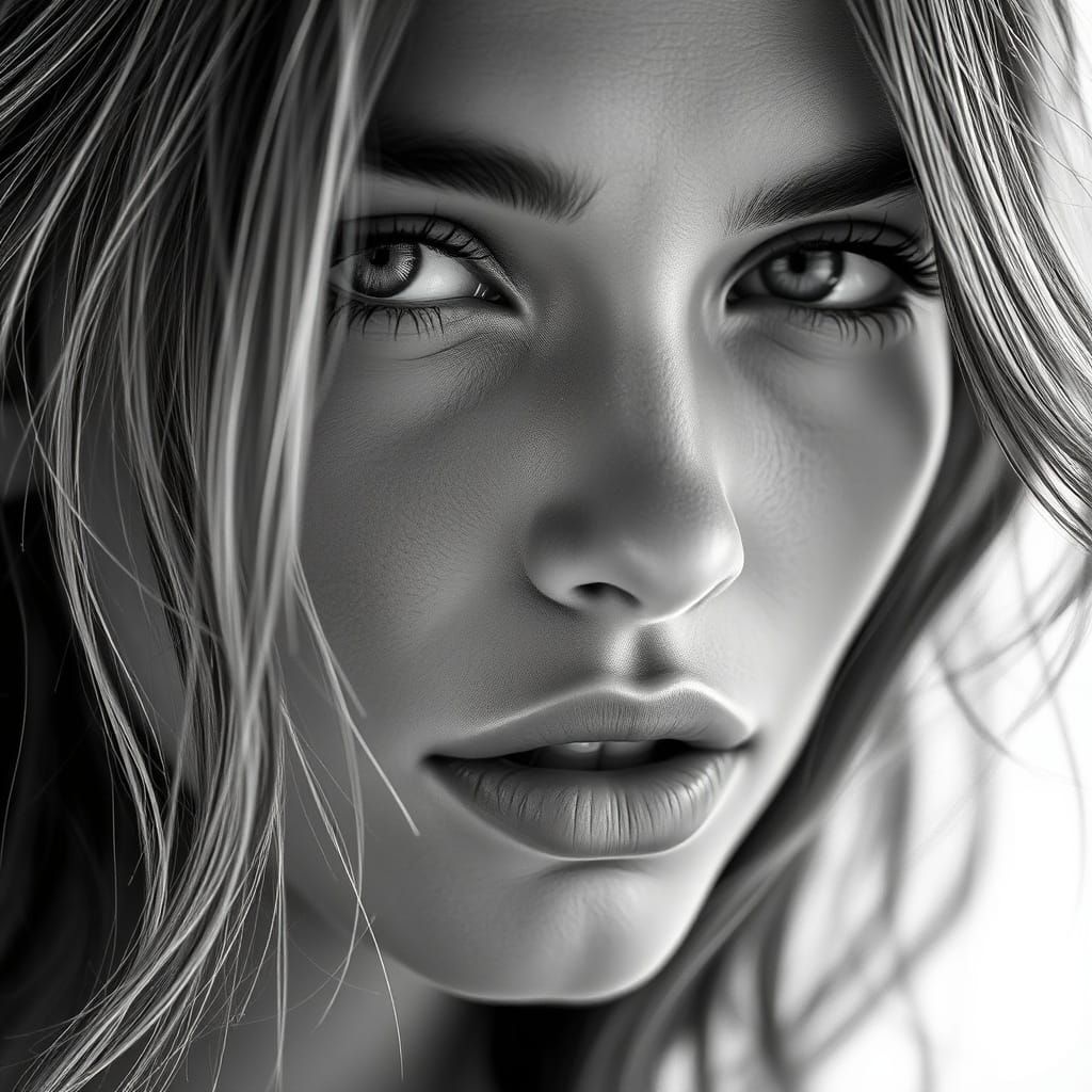 Timeless Vogue Cover Model Close-Up in High-Contrast Black a...