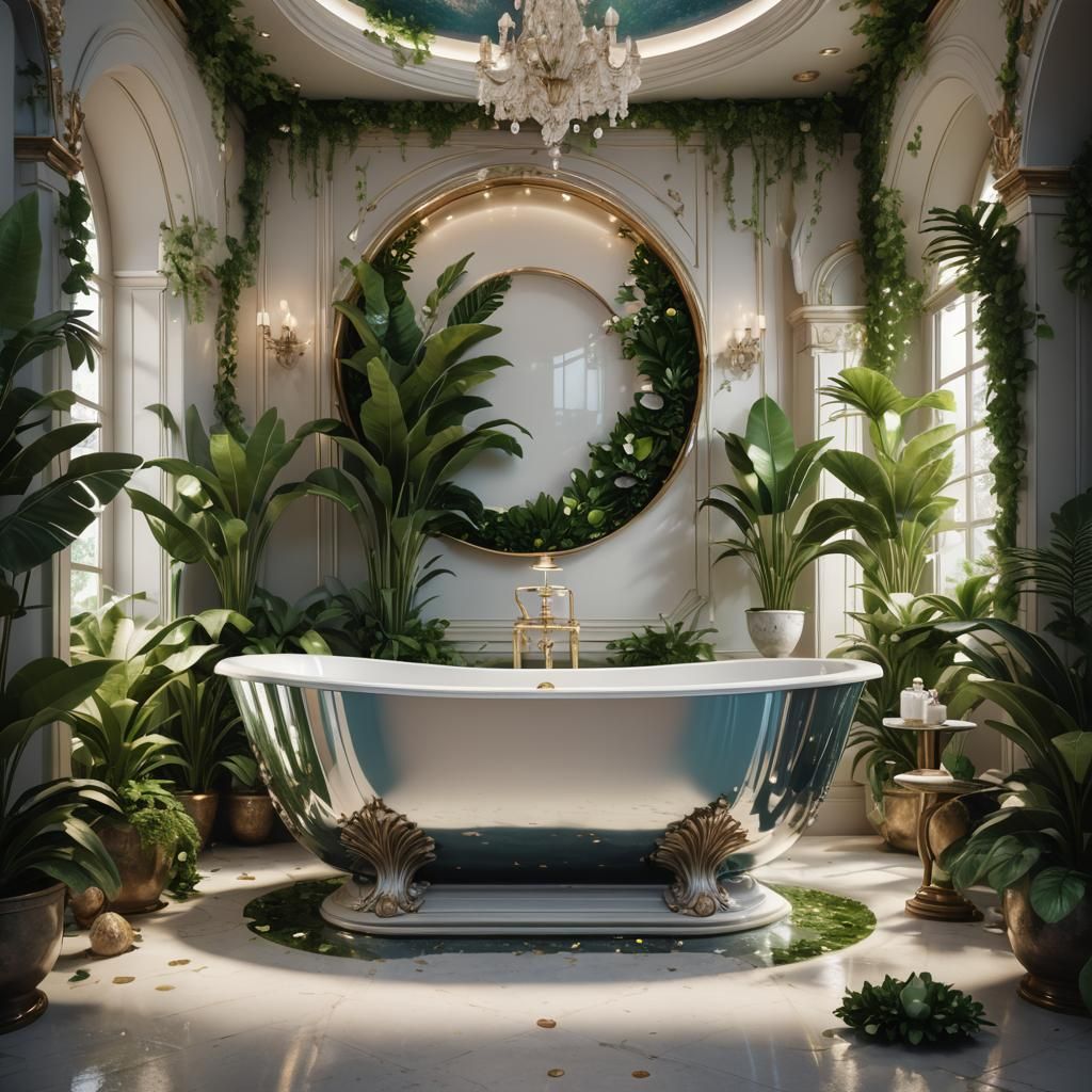 Luxurious Clam Shell Bathtub in Elegant Bathroom