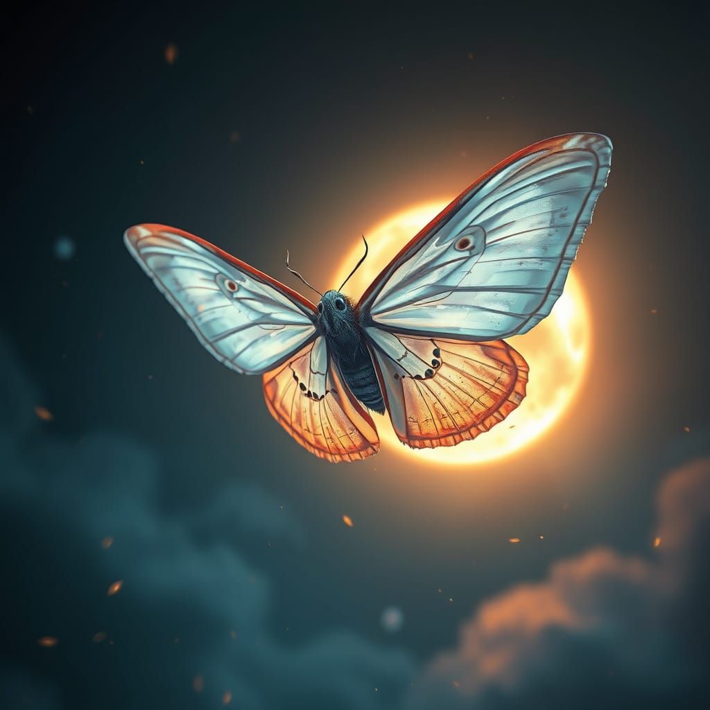 Moth Flight in Dreamy Art Style