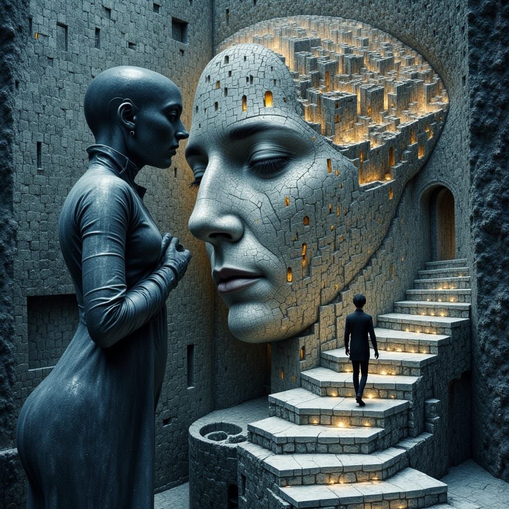 Abstract Reality: Woman Descends Stairs