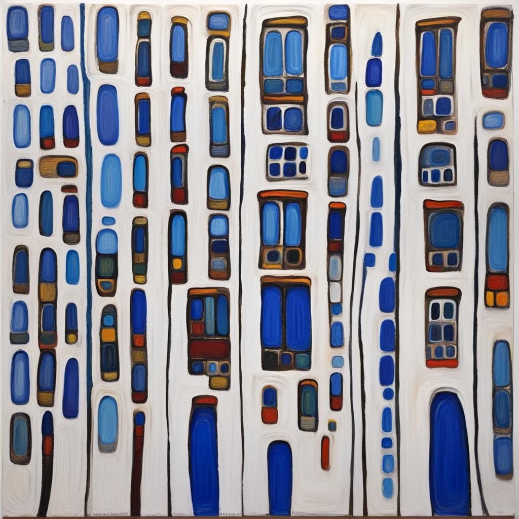 Blue Paint on Canvas in Hundertwasser Style