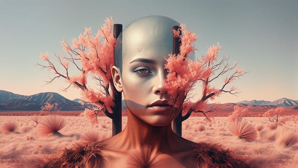 Surreal Oil Painting Masterpiece in Infrared Tones