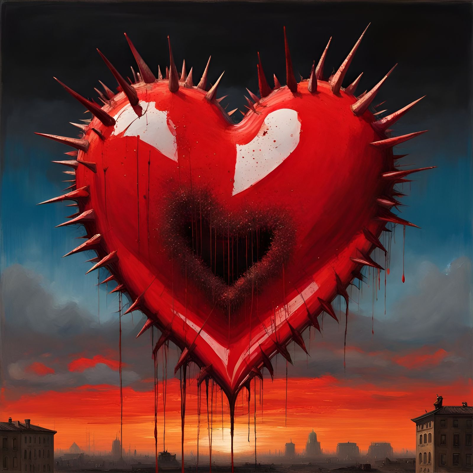 Sunset Heart: Spiked and Surreal Masterpiece