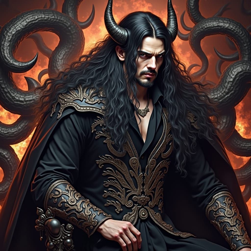 Lord Hades with Long Black Hair