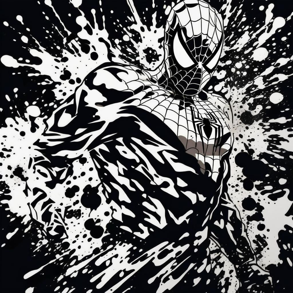 Spiderman Ink Splatter Portrait in Neo-Expressionism