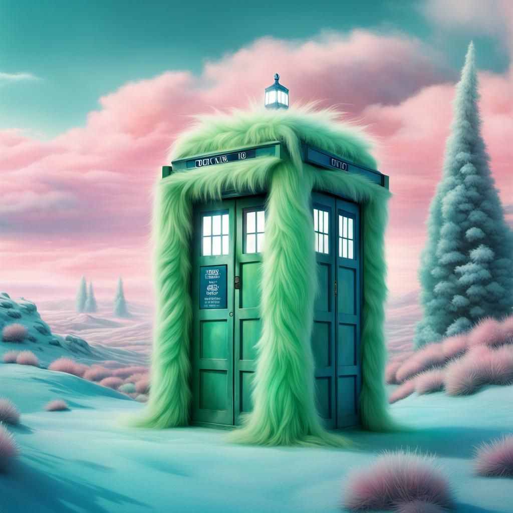 Grinch's TARDIS in Dreamy Whoville Landscape