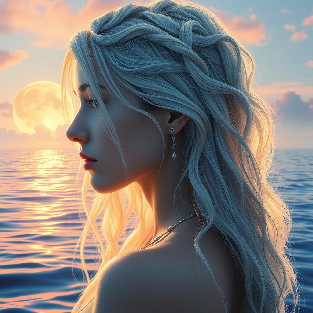 Ethereal Woman Portrait in Dreamy Landscape