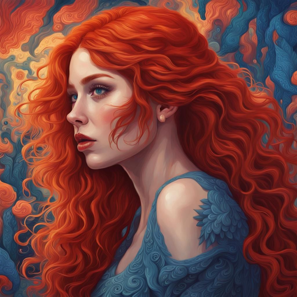 Redhead with Blue Eyes: Pop Surrealism Illustration