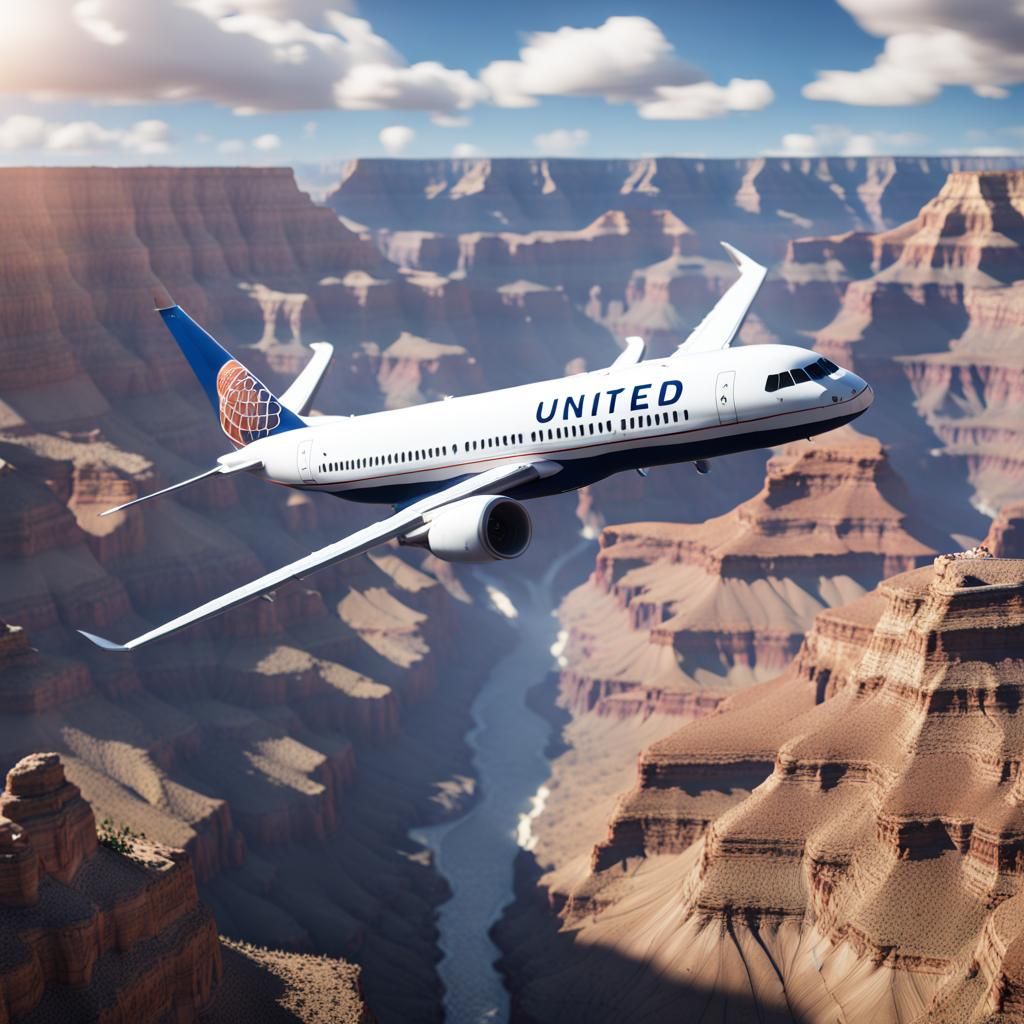 United Airliner Soars Over Grand Canyon