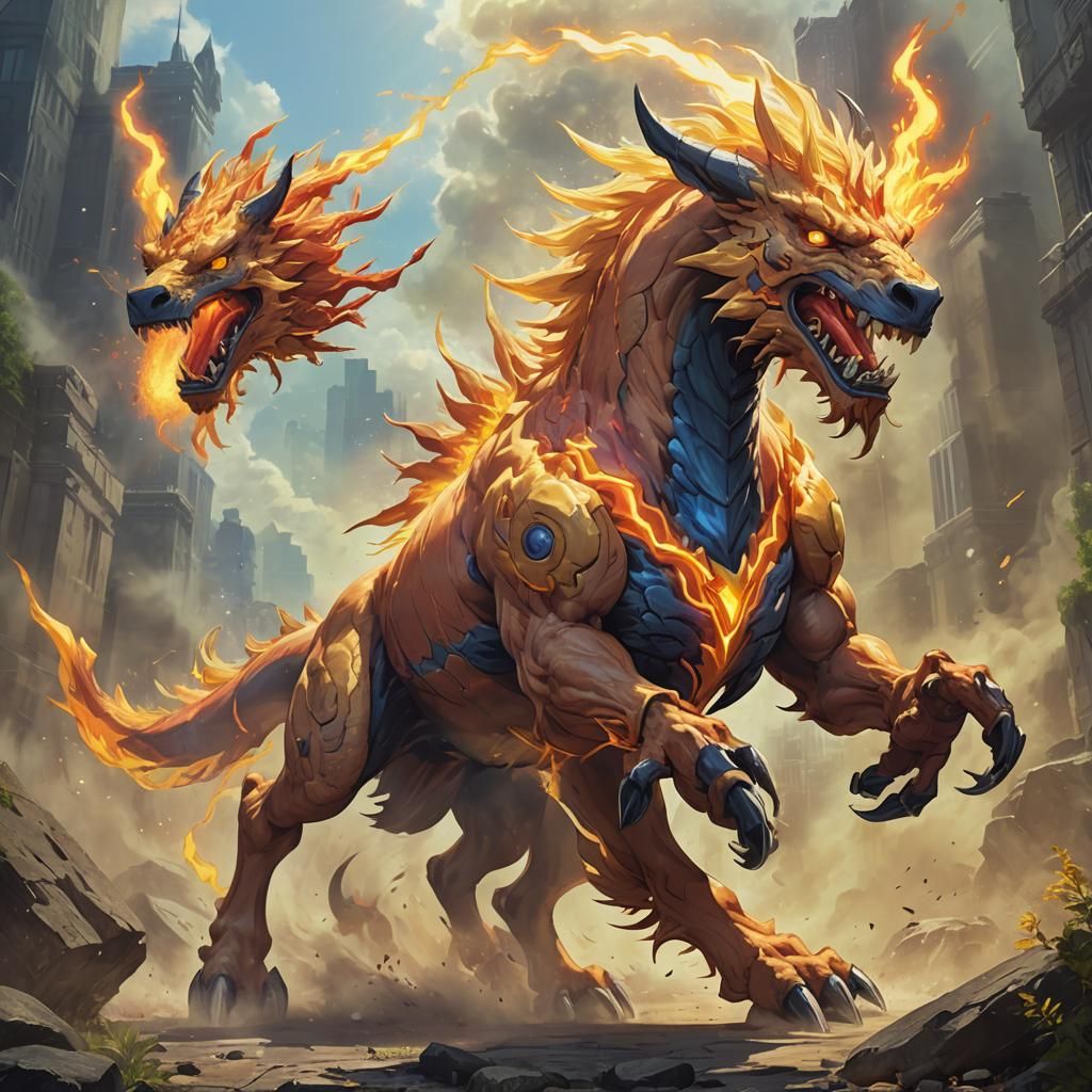 Fiendish Equine Digimon Roars in the Tempest