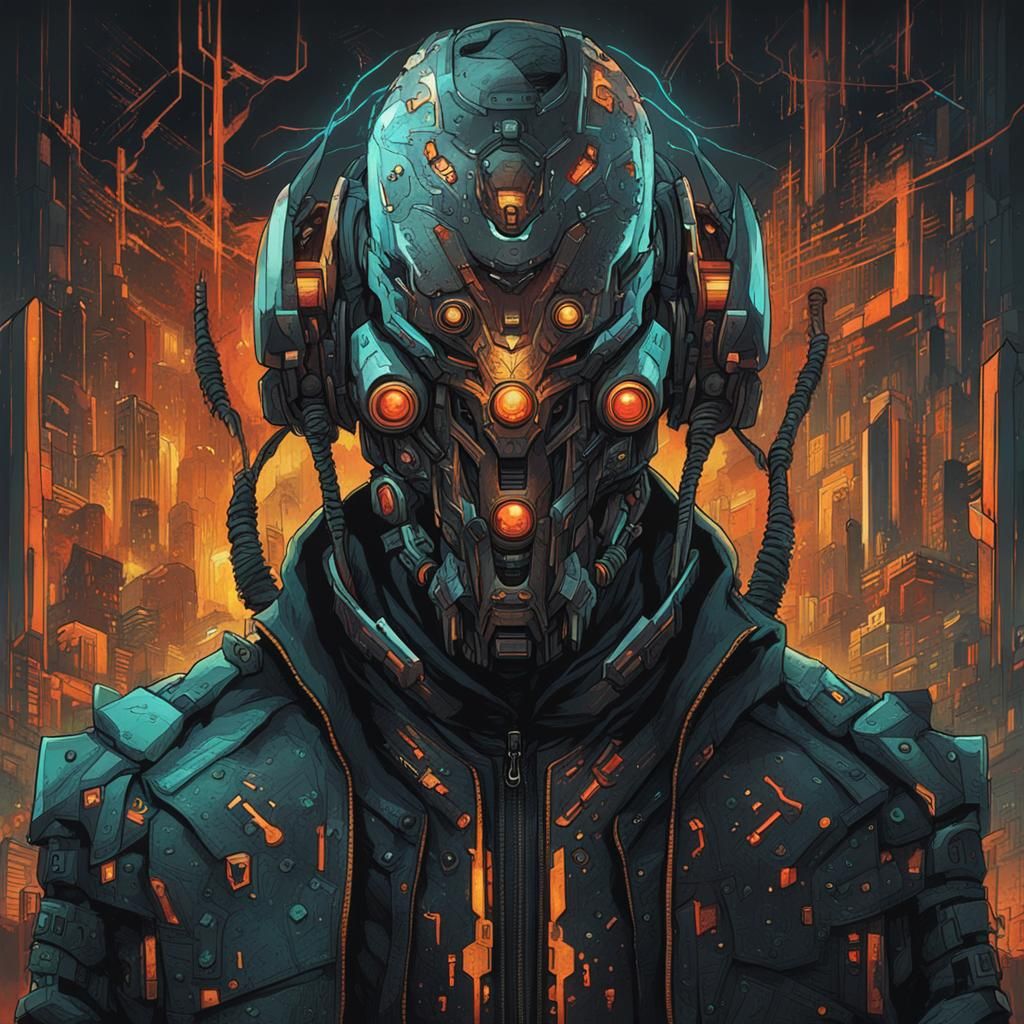 Cybernetic Antagonist with Abstract Grimdark Details