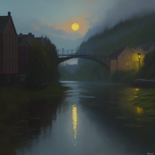 Kingsbridge Scene in Vibrant Neo-Impressionist Style