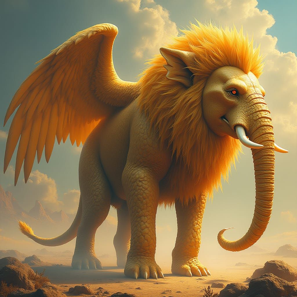 Majestic Golden Creature in Fantasy Concept Art Style