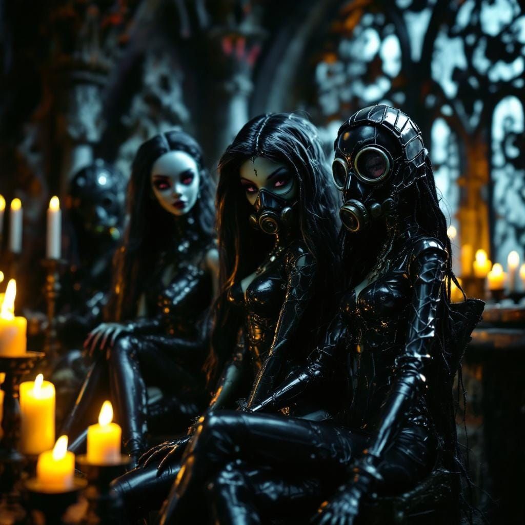 Monster High Dolls in Gothic Setting as Digital Art