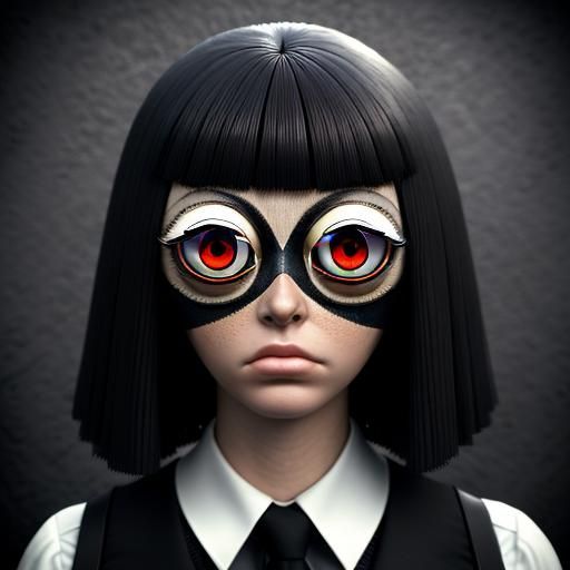 Surreal School Kid with Gigantic Eyes