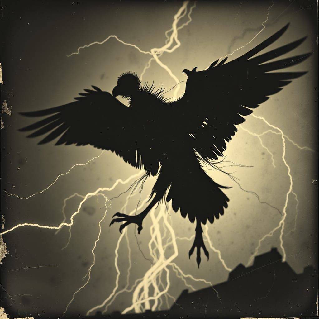 Gritty Vulture Silhouette in Motion