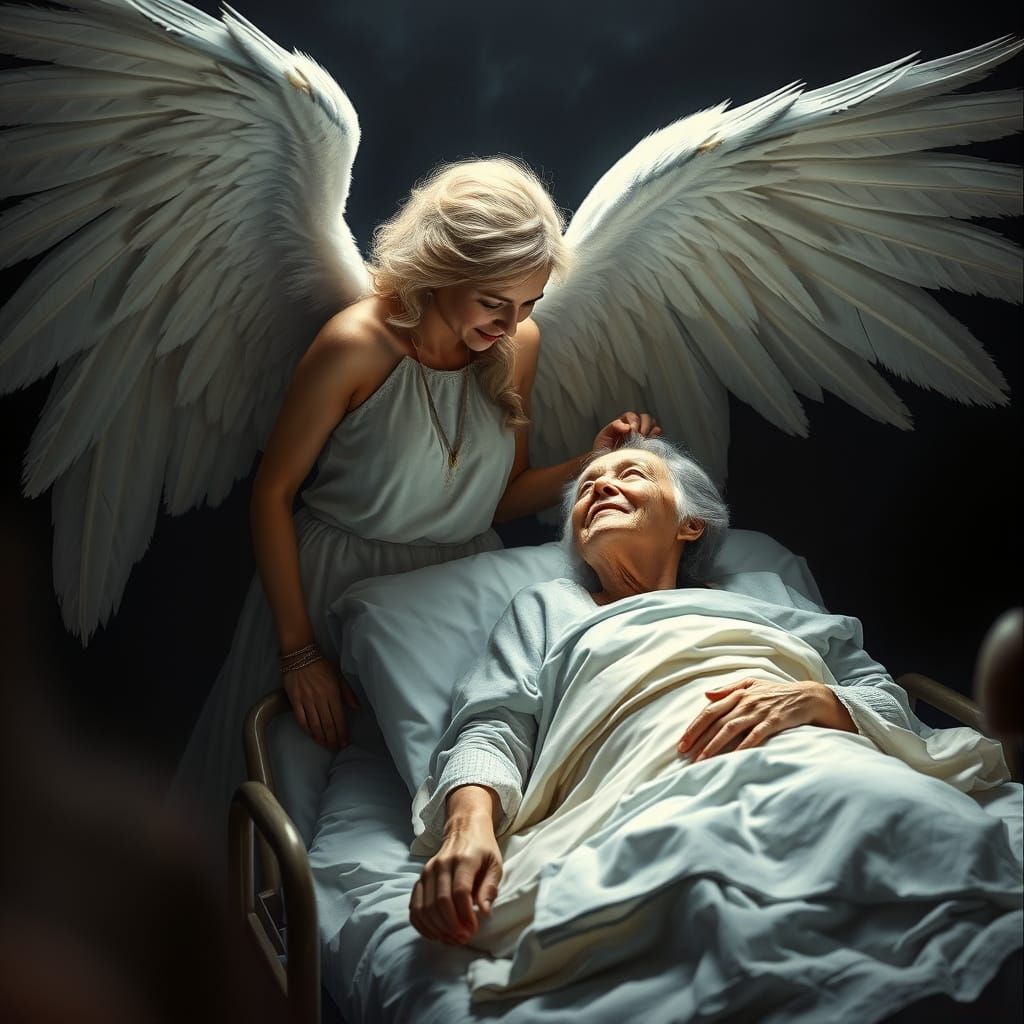 Angel of Compassion in Vintage Oil Painting Style