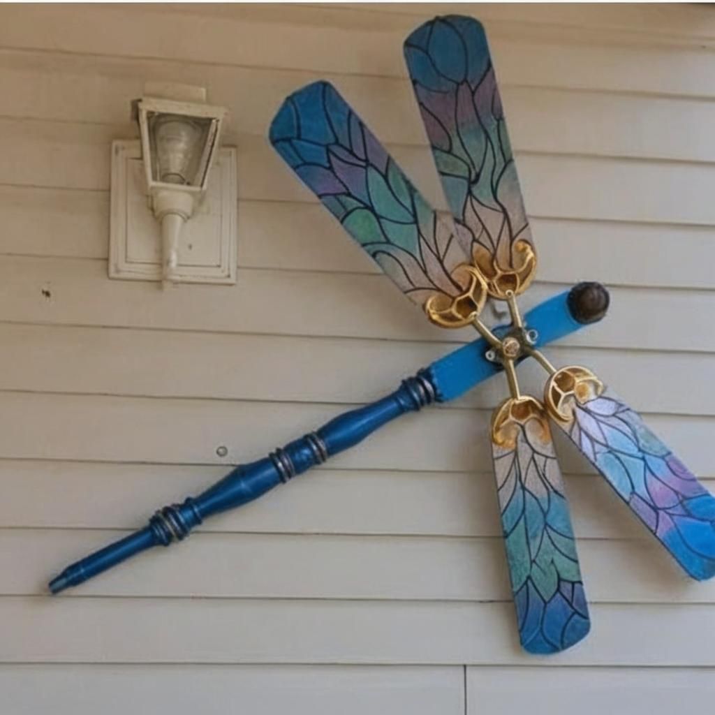 Repurposed Ceiling Fan Dragonfly Sculpture