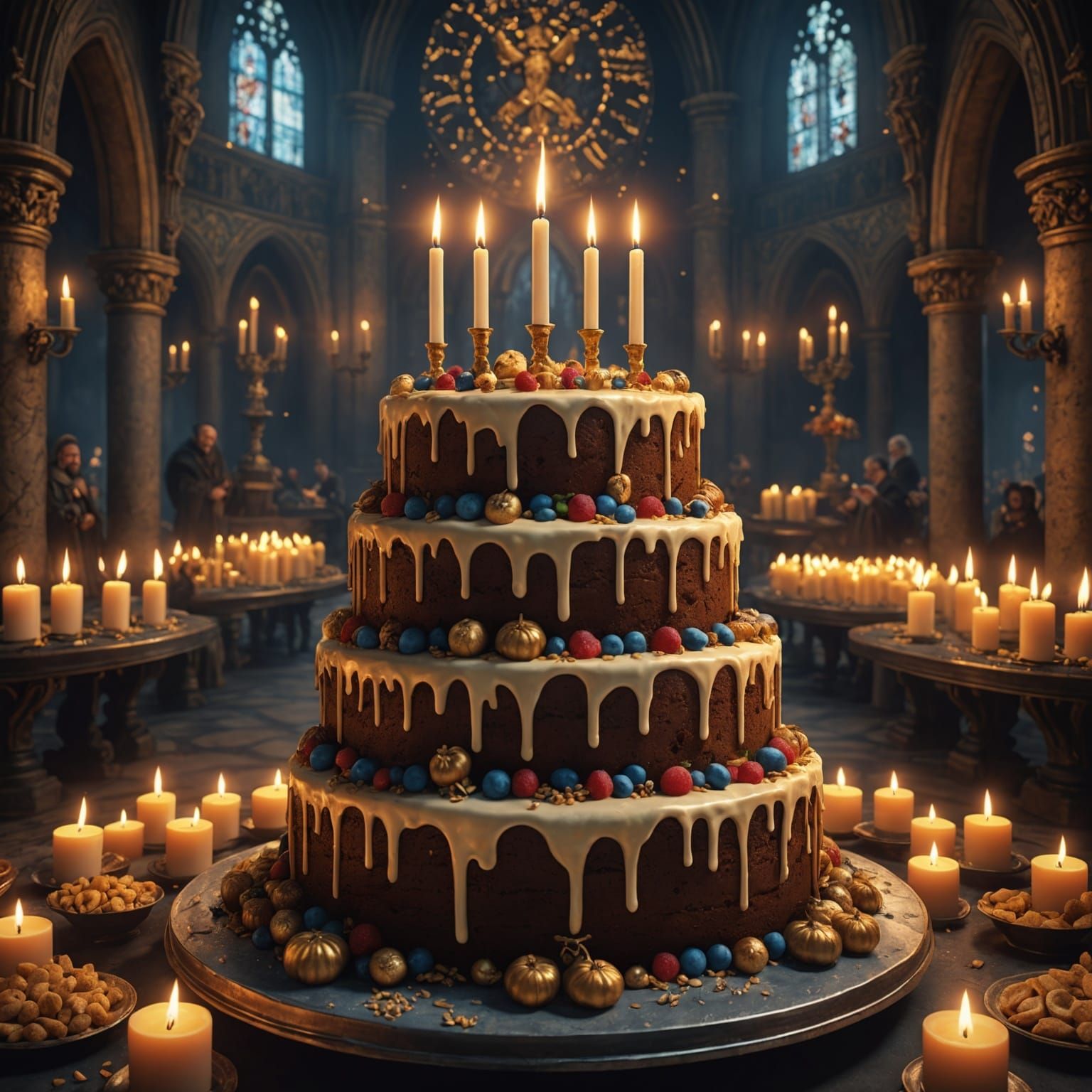 Heavenly Gathering: Saints Celebrate with Cake