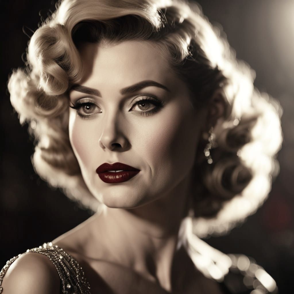 Glamorous Film Noir Portrait in Classic Hollywood Style