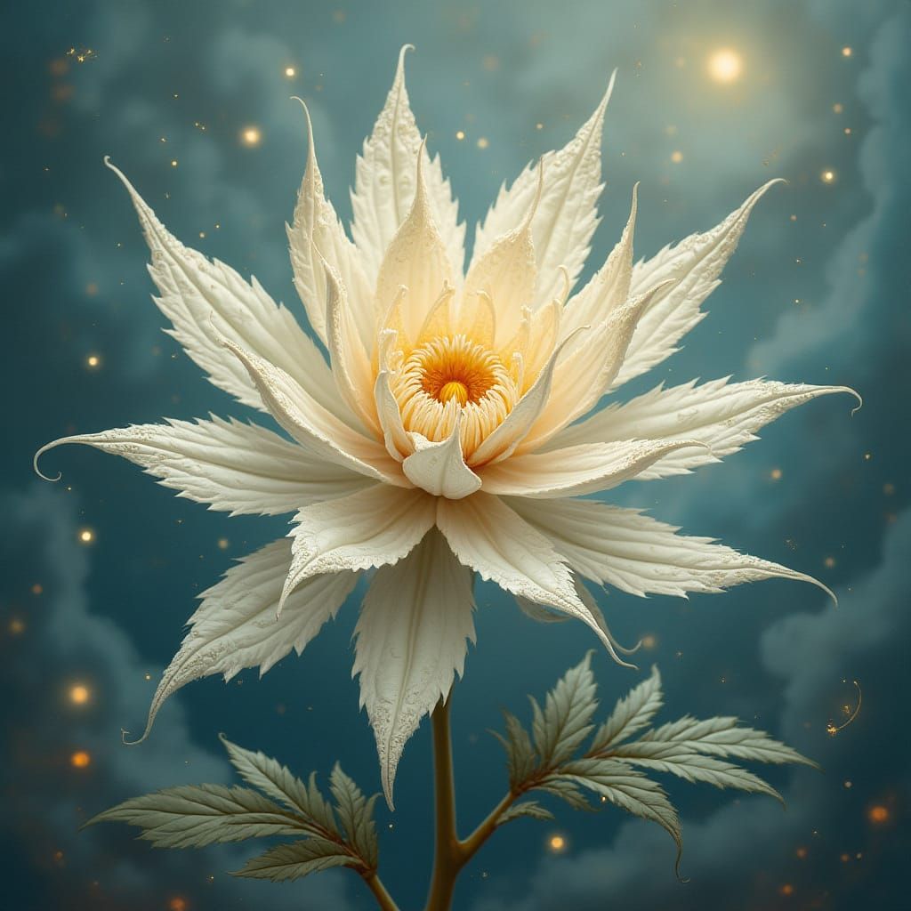 Ethereal Cannabis Flower Blooms in Dreamlike Vortex of Light