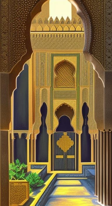 Moroccan castle, newspaper, photorealistic landscape, epic, ...