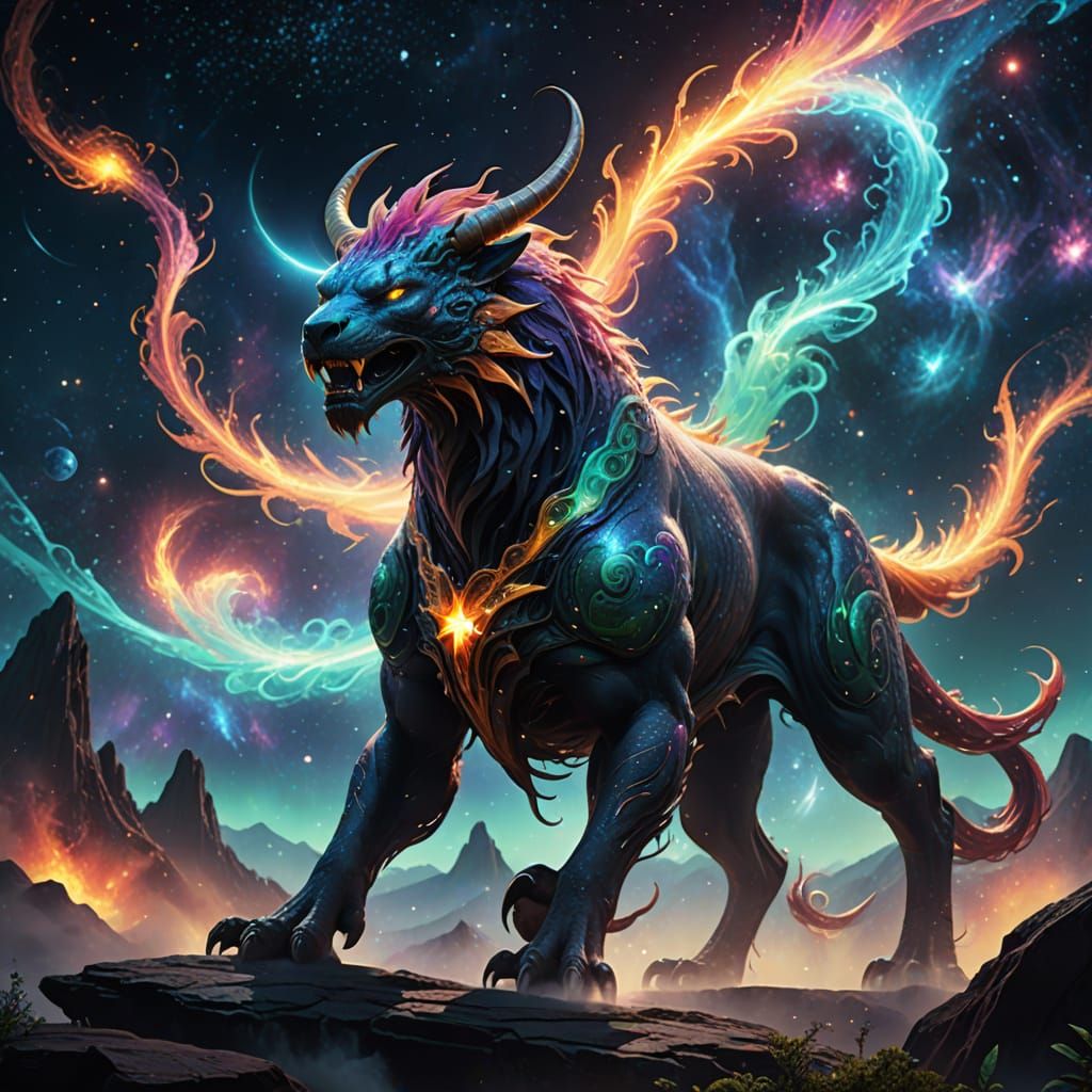 The Star Beast Rises from Cosmic Mist in Vibrant Triadic Col...