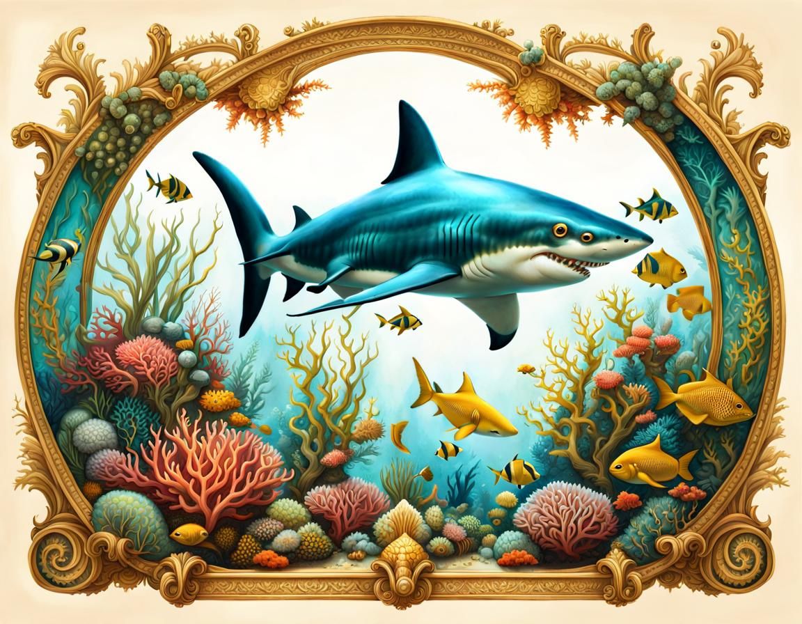 Cute Shark in Baroque Underwater Fantasy