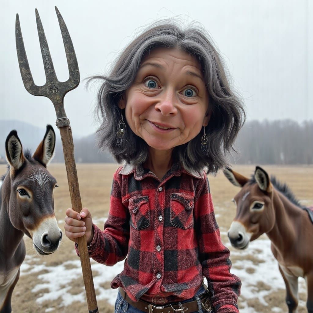 Hyperrealistic 3D Funko Pop Woman in Whimsical Winter Scene