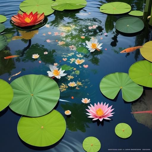 Koi Fish in a Pond: Surreal 3D Anime Art