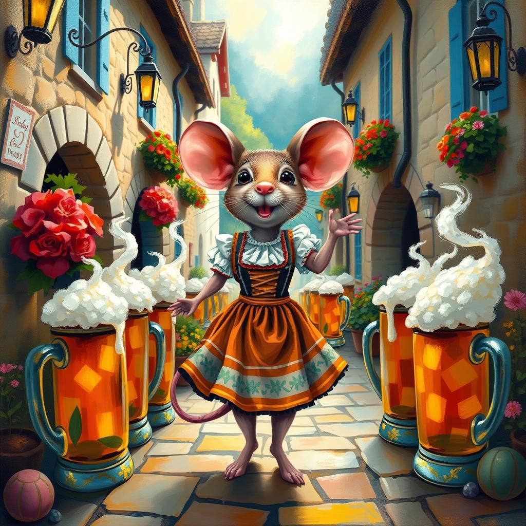 Oktoberfest Mouse in Bavarian Village, Schiele and Chagall S...