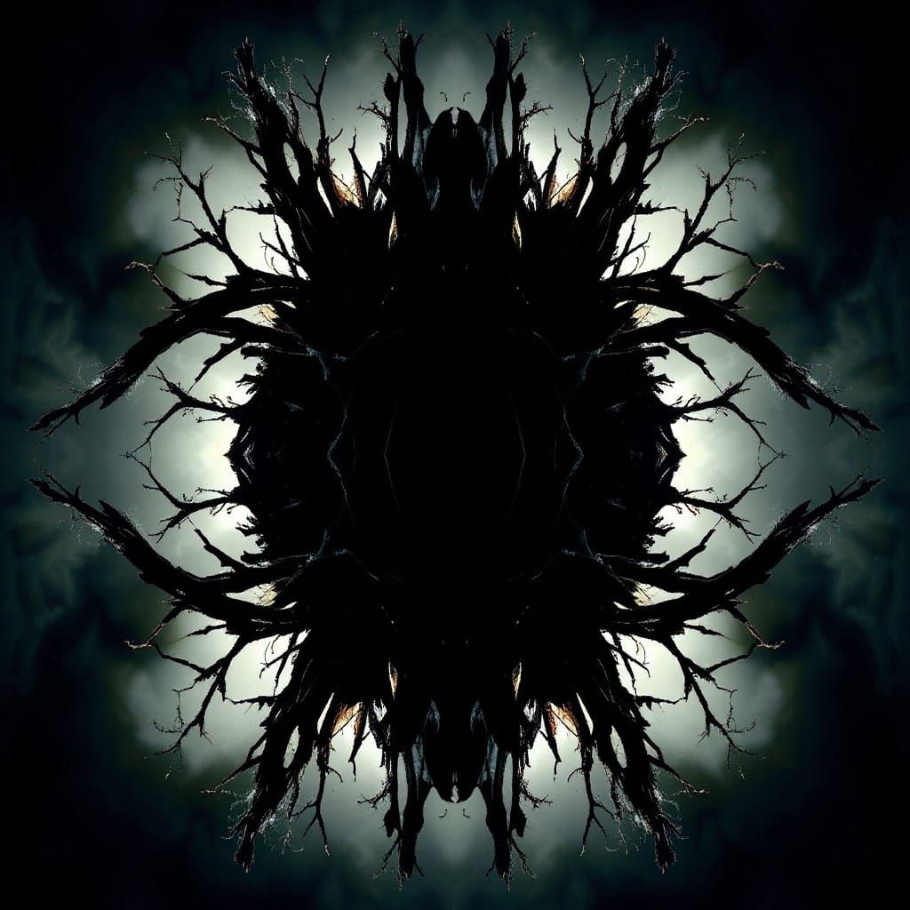 Eerie Ghostly Silhouette in Mirrored Pattern