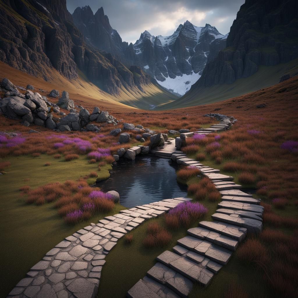 Fairy Pools Pathway Through Scottish Mountains
