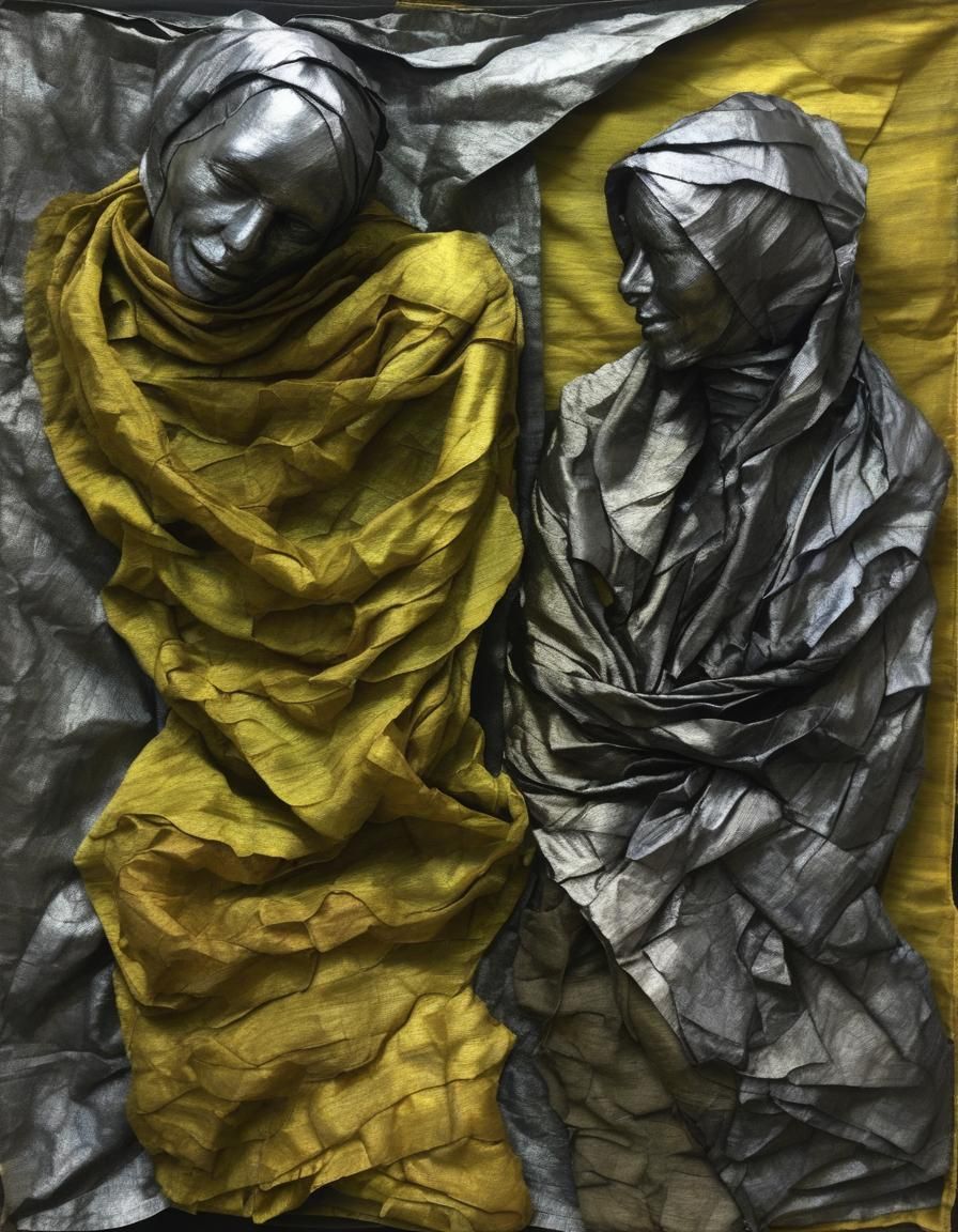 Abstract Industrial Scene: Flirtatious Banter in Grunge Styl...