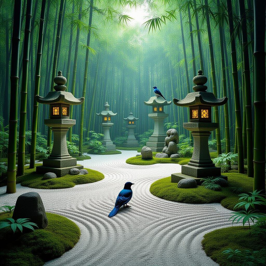 Surreal Zen Garden in Dreamlike Surrealist Style