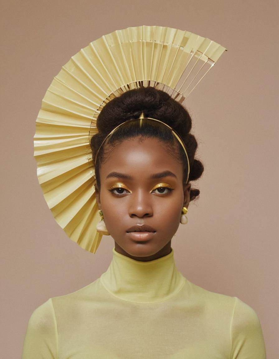 African American Sculpture with Blower Fan in Haute Couture