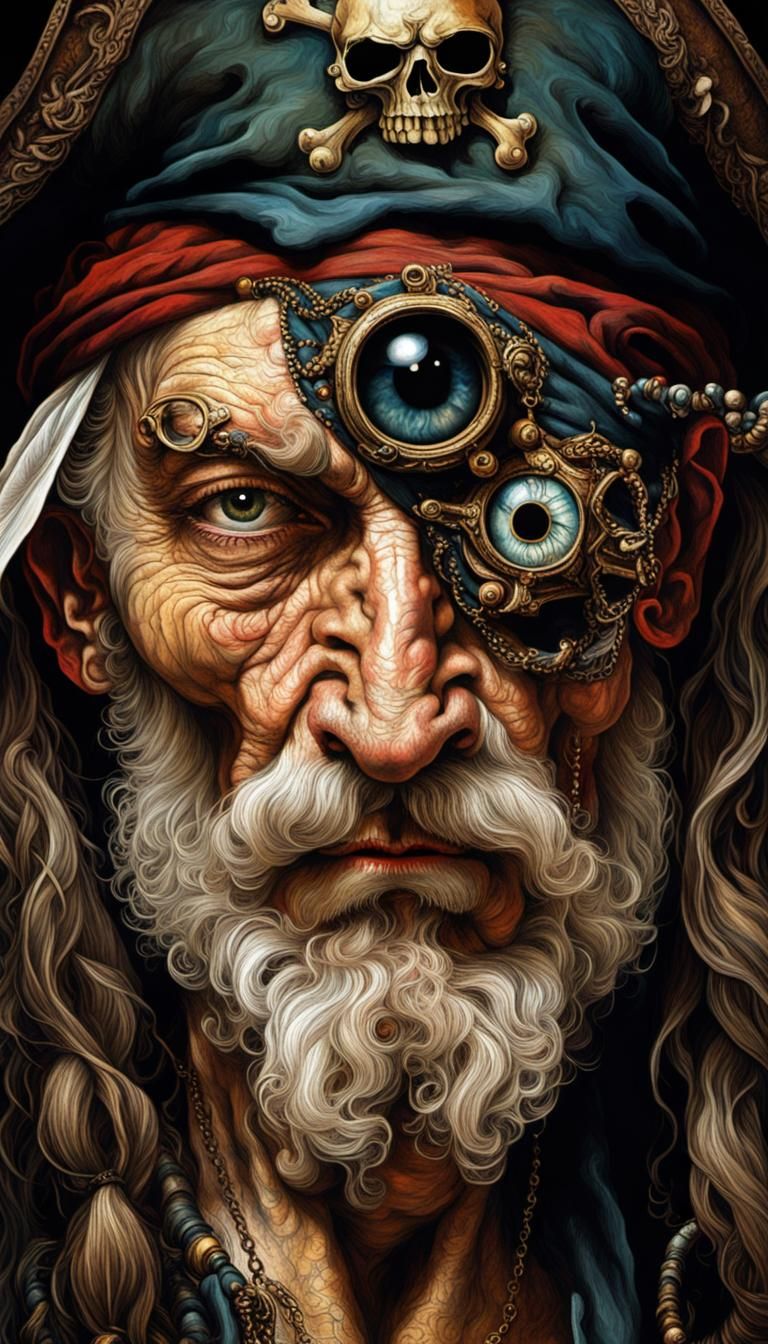 Pandora: One-Eyed Pirate Portrait in Renaissance Style