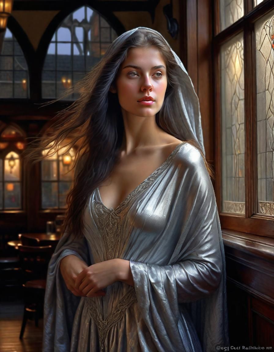 Renaissance Woman in Moonlight, Photorealistic Portrait