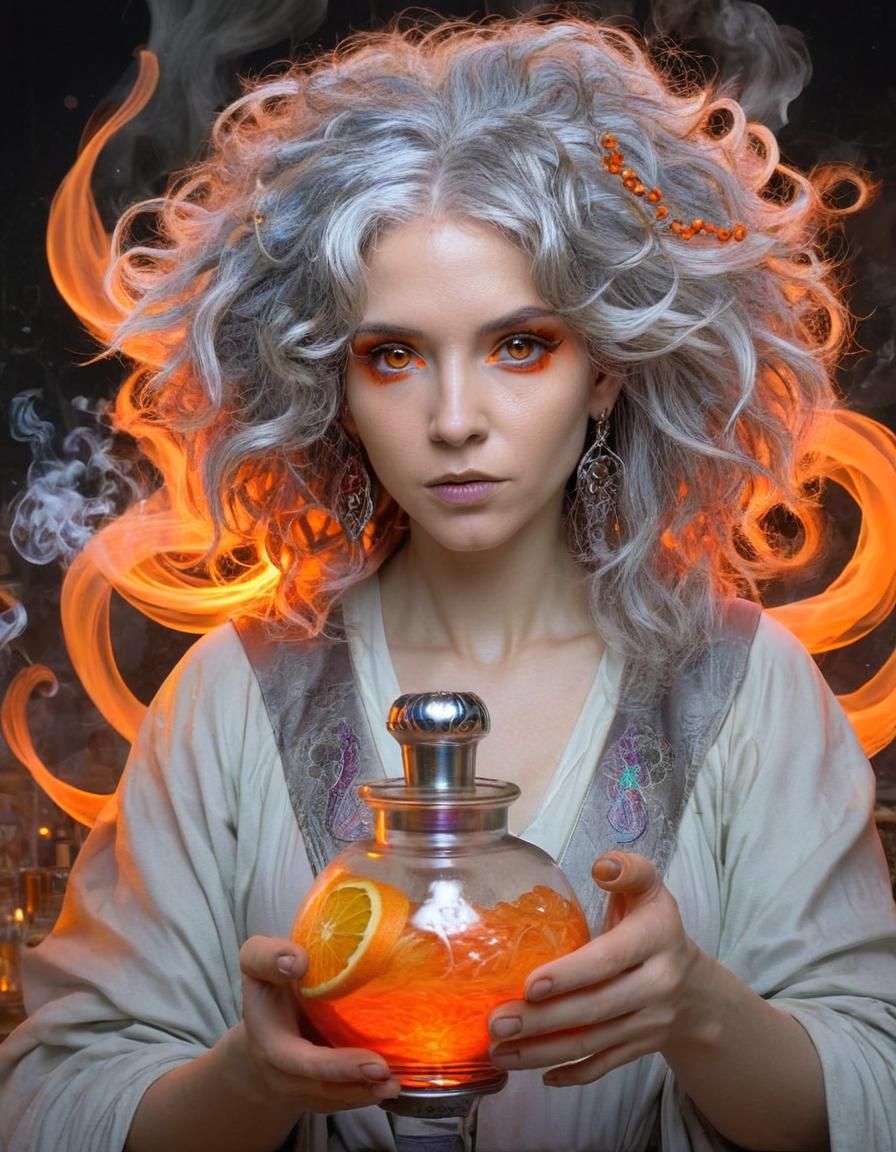 Alchemy God with Colorful Potions, Hyperdetailed Art