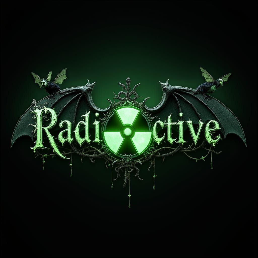 Gothic Doom Metal Logo with Phosphorescent Green Radioactive...