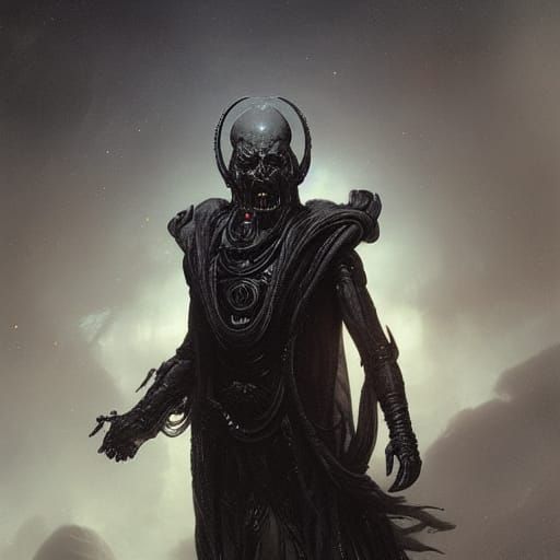 Sinister Starfleet Officer in a Giger-esque Horror Style