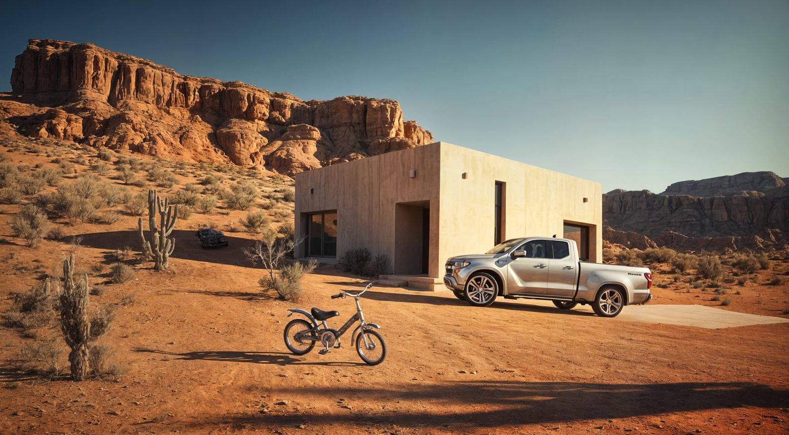 Futuristic Desert Home Amidst Rust-Red Hues