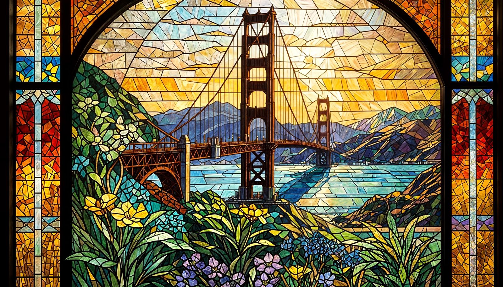 Dazzling Stained Glass Artwork in De Stijl Style