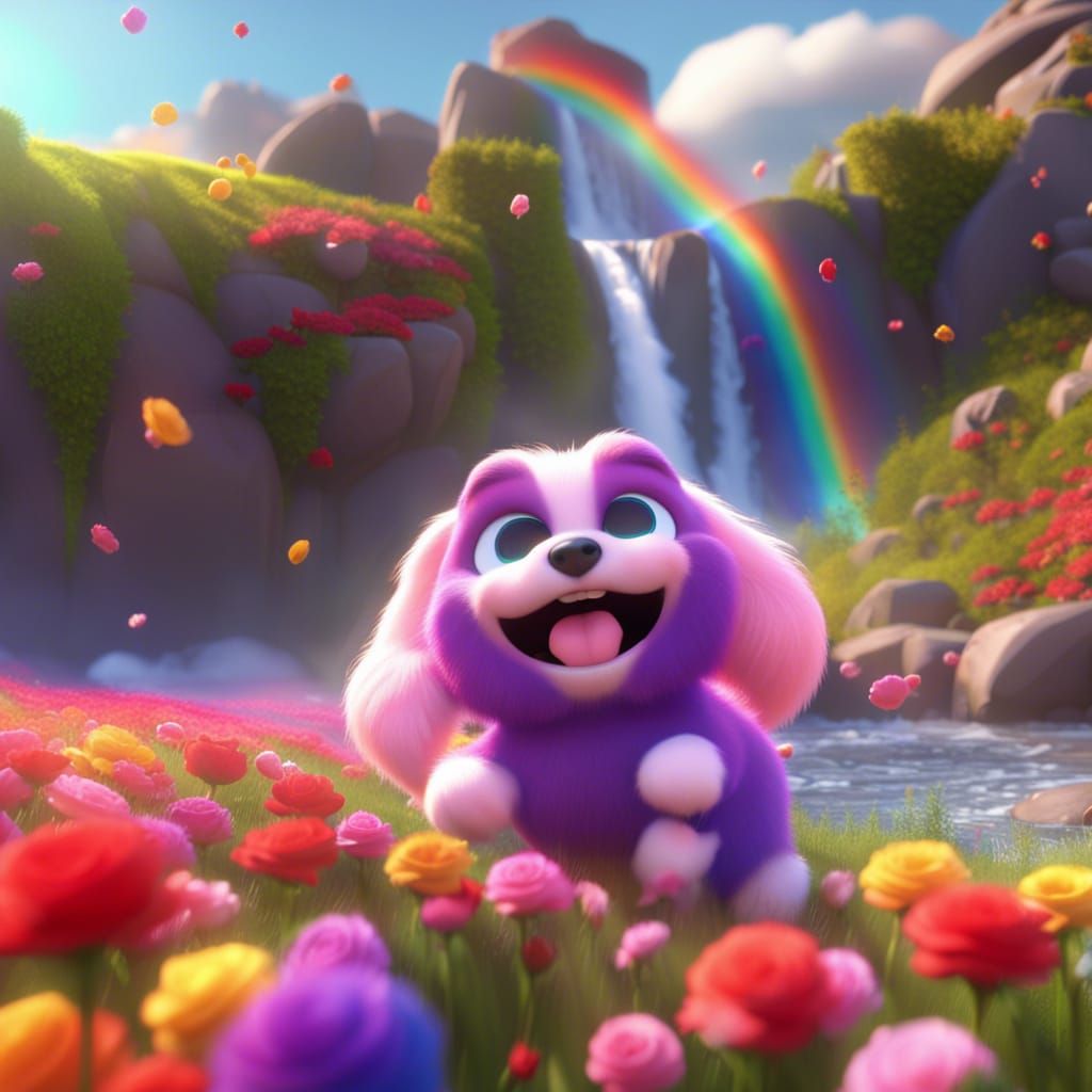 Pixar Characters' Joyful Rose Field Run