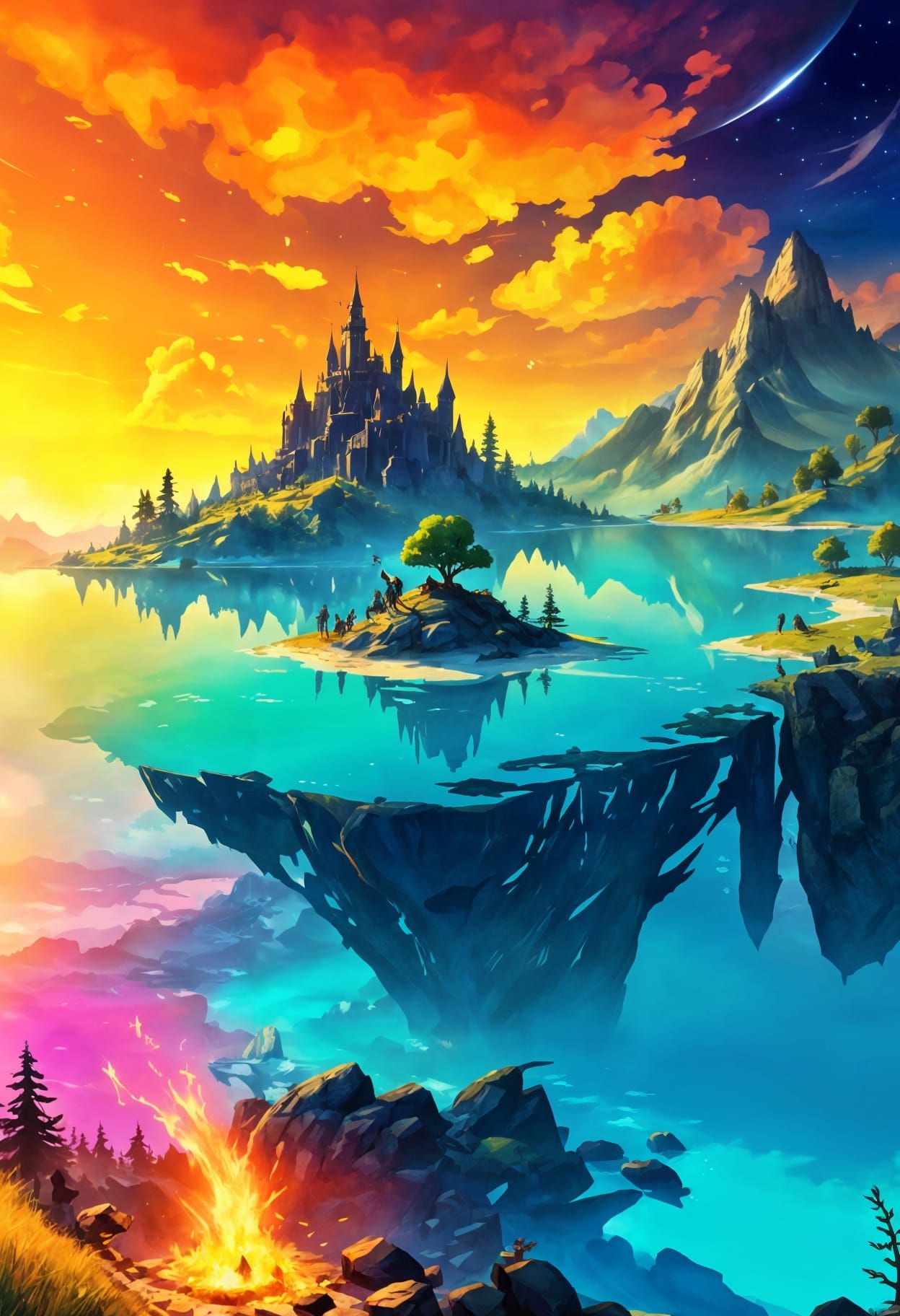 Idyllic Alchemy: A Serene Fantasy Landscape