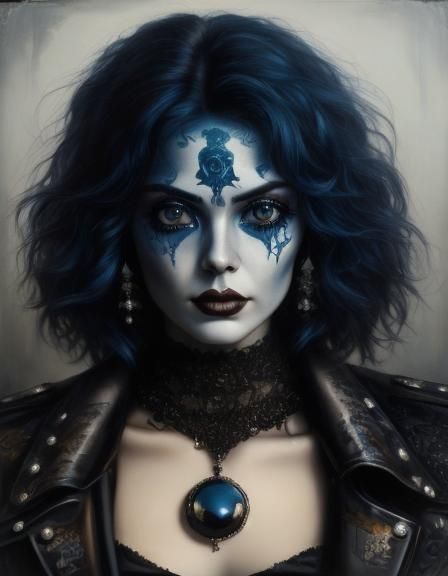 Creepy Western Gothpunk Portrait in Funk Art Style