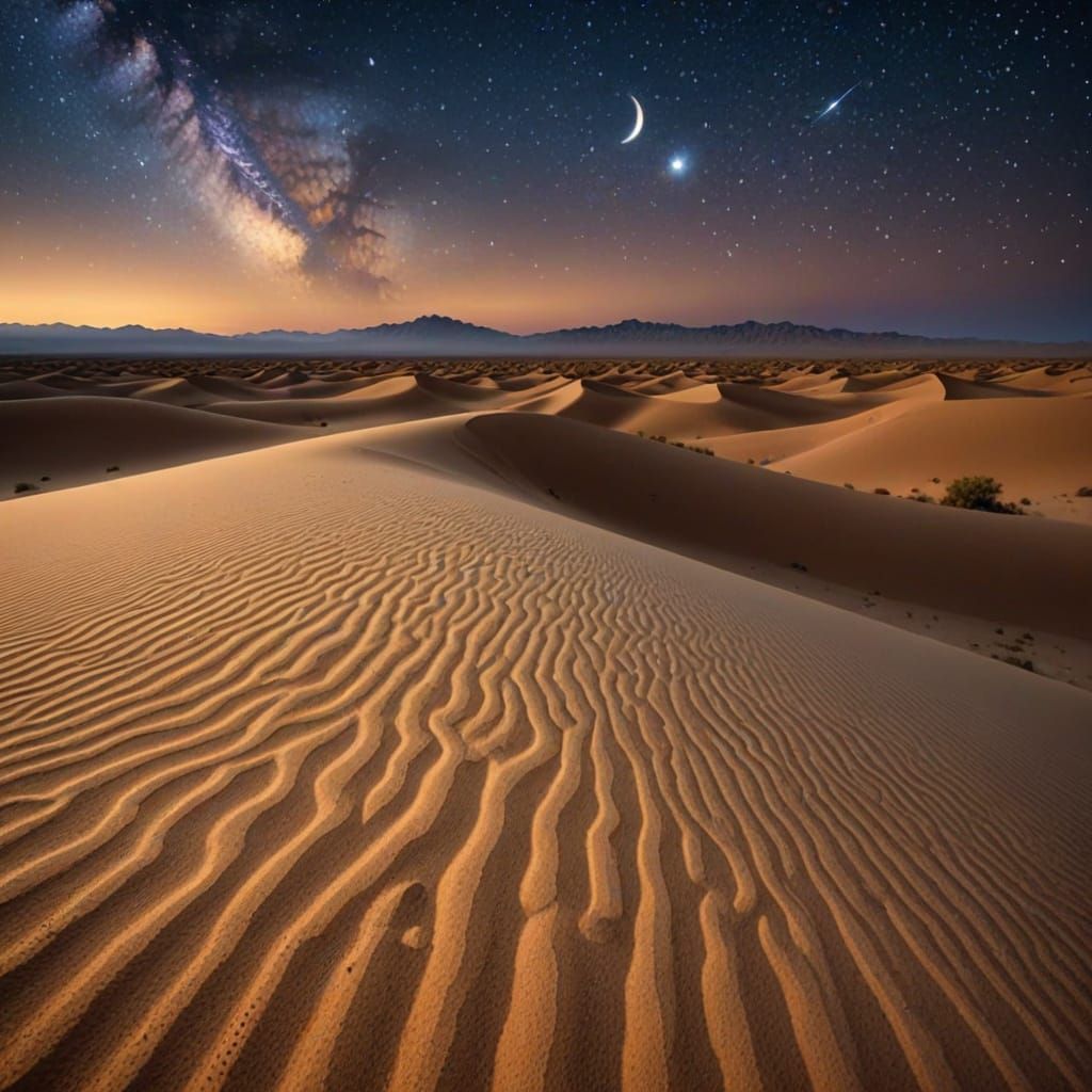 Stunning Celestial Landscape at Sunset in the Desert