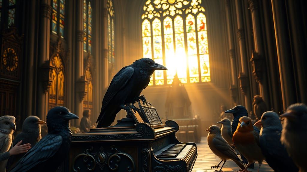Majestic Raven Performs on Antique Organ in Grand Cathedral